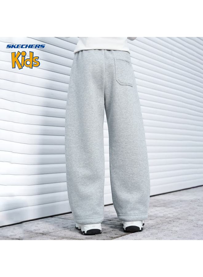 Skechers Girls' Kids Pants  Winter Casual Knit Straight-leg Trousers High Tower Gray 140 - Image 2