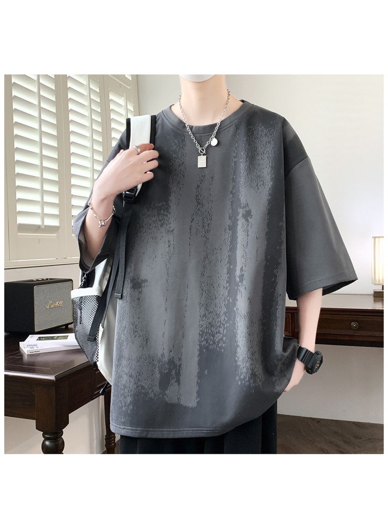 Large Size Fashionable Men's Printed Casual Round Neck T-shirt  - Image 1