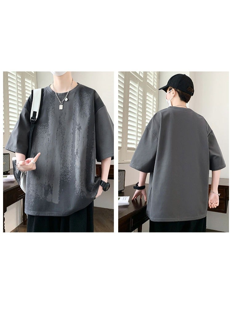 Large Size Fashionable Men's Printed Casual Round Neck T-shirt  - Image 3