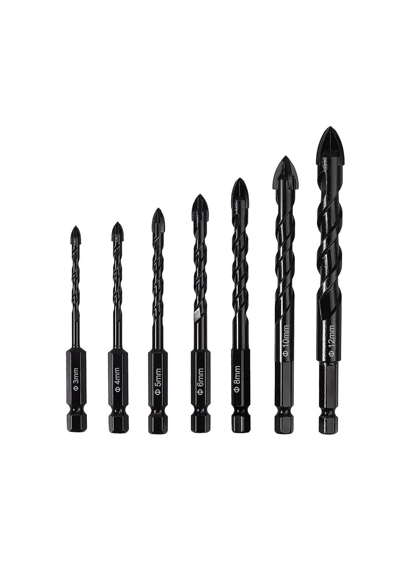 Cool Baby 7-Piece Concrete Drill Bit Set Cross Carbide Tipped Drill Bits for Drilling Brick Tile Concrete Plastic and Wood Ceramic Tile - Image 1
