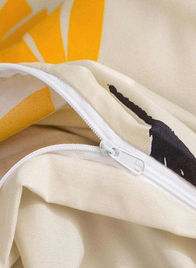 DaDa Bedding Yellow Fleur Floral Duvet Cover Set Golden Orange Tulips Bright Vibrant Botanical Garden Flowers Ivory Beige Tan Comforter Cover w/Corner Ties Zipper Pillow Cases (Queen) [Upgraded] - Image 3