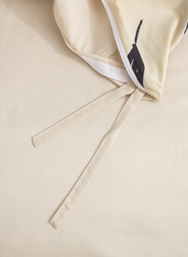 DaDa Bedding Yellow Fleur Floral Duvet Cover Set Golden Orange Tulips Bright Vibrant Botanical Garden Flowers Ivory Beige Tan Comforter Cover w/Corner Ties Zipper Pillow Cases (Queen) [Upgraded] - Image 4