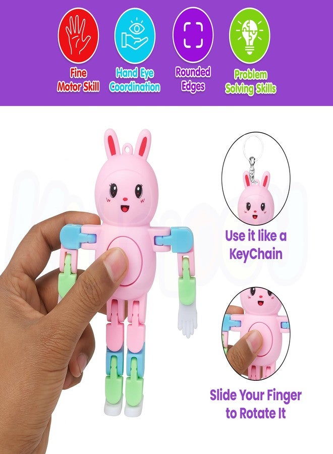 Kidology 4-Pack Bunny Spinner Toys | Transformable Robot-Style Spinning Hand Toy for Kids 4+ | Calm Play, Stress Relief, Sensory Fun & Party Bag Filler - Image 4