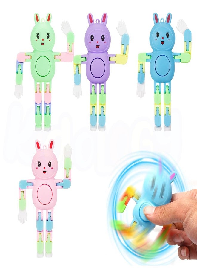 Kidology 4-Pack Bunny Spinner Toys | Transformable Robot-Style Spinning Hand Toy for Kids 4+ | Calm Play, Stress Relief, Sensory Fun & Party Bag Filler - Image 1