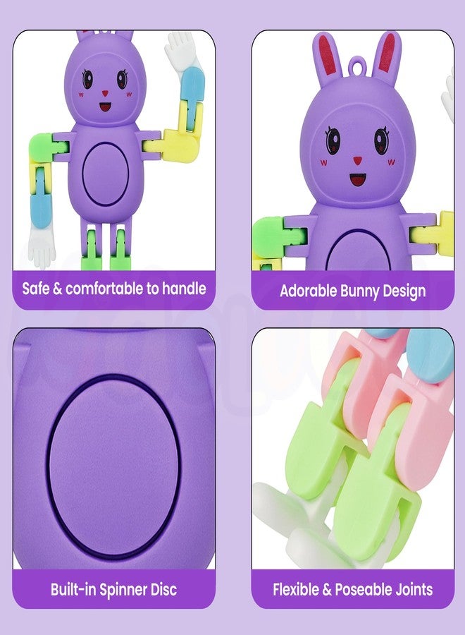 Kidology 4-Pack Bunny Spinner Toys | Transformable Robot-Style Spinning Hand Toy for Kids 4+ | Calm Play, Stress Relief, Sensory Fun & Party Bag Filler - Image 2