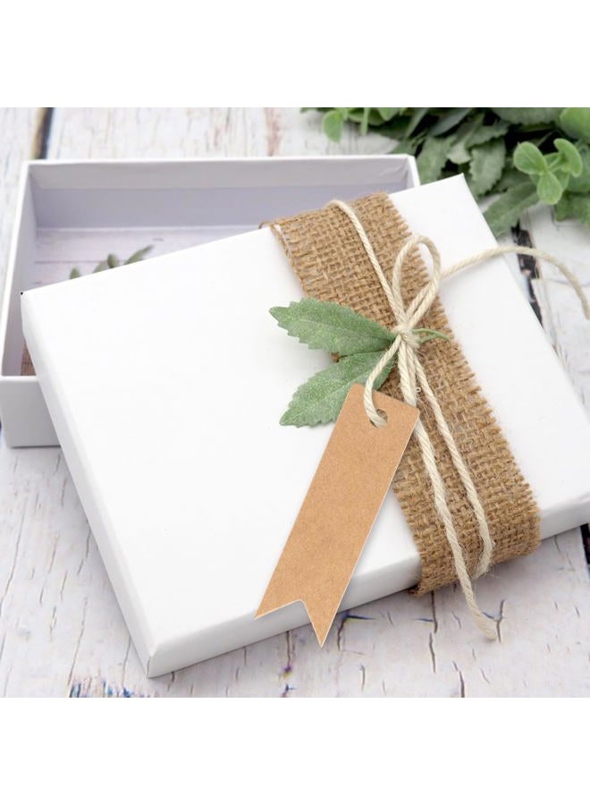 g2plus 100 PCS Kraft Paper Tags with String Craft Gift Tags Mini Size 7 cm x 2 cm Wedding Brown Hang Tags with 30 Meters Jute Twine (Brown) - Image 4