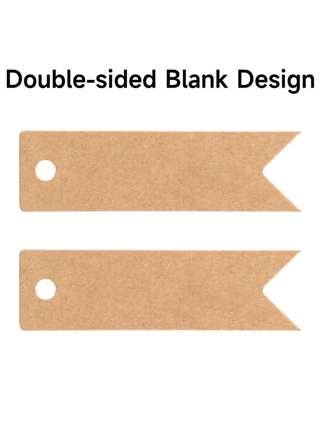 g2plus 100 PCS Kraft Paper Tags with String Craft Gift Tags Mini Size 7 cm x 2 cm Wedding Brown Hang Tags with 30 Meters Jute Twine (Brown) - Image 3