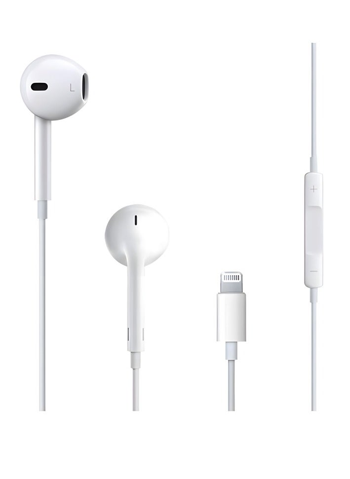 ماركة غير محددة - سماعات EarPods مع موصل Lightning سلكية A 1748 صوت بجودة عالية وميكروفون للمكالمات الواضحة - أبيض - Image 1