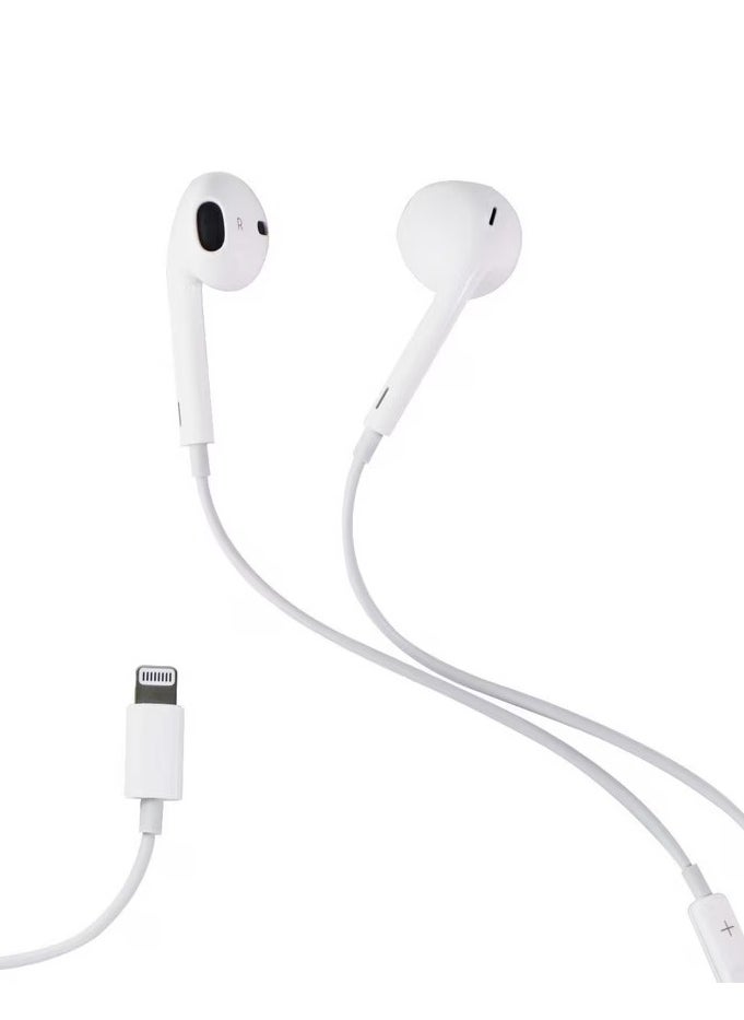 ماركة غير محددة - سماعات EarPods مع موصل Lightning سلكية A 1748 صوت بجودة عالية وميكروفون للمكالمات الواضحة - أبيض - Image 1