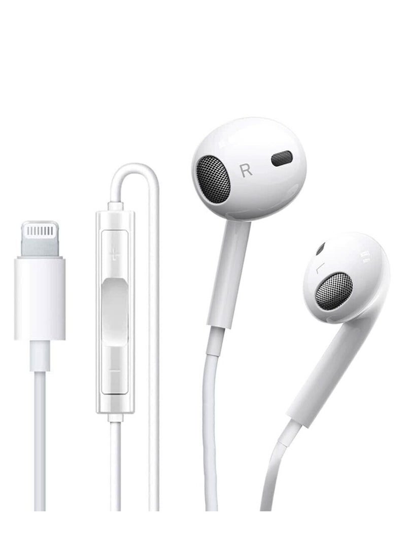 ماركة غير محددة - سماعات EarPods مع موصل Lightning سلكية A 1748 صوت بجودة عالية وميكروفون للمكالمات الواضحة - أبيض - Image 1