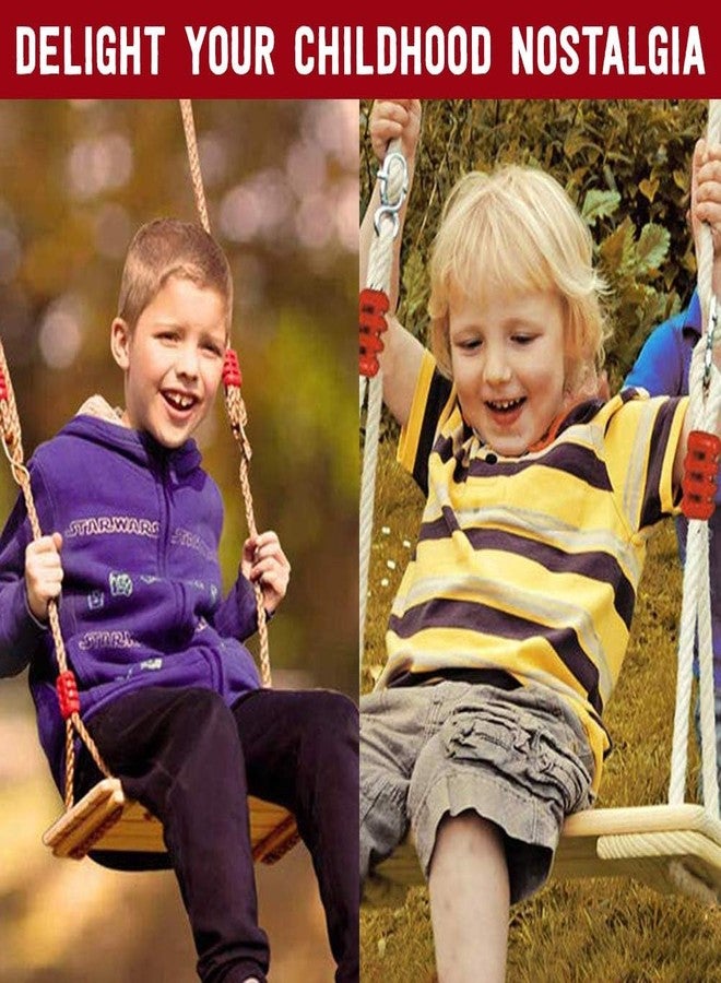 COMFECTO Hanging Wooden Tree Swing for Adult Kids Children Teen with Straps,17x7Inches Classic Swing Seat with Adjustable 90Inches Length Nylon Rope for Playground Home,220lbs Capacity Pine Wood for Oak Branch - Image 2