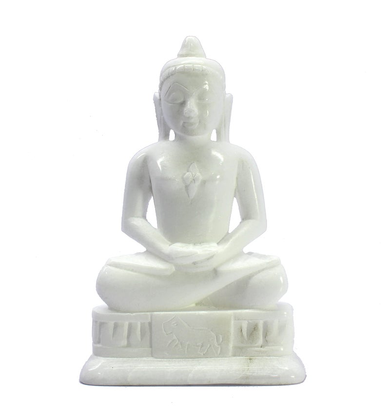 ESPLANADE Mahaveer Jain Mahavir Swami Murti Statue Idol Sculpture - Marble Stone - 6.5" Inches - White - Image 4