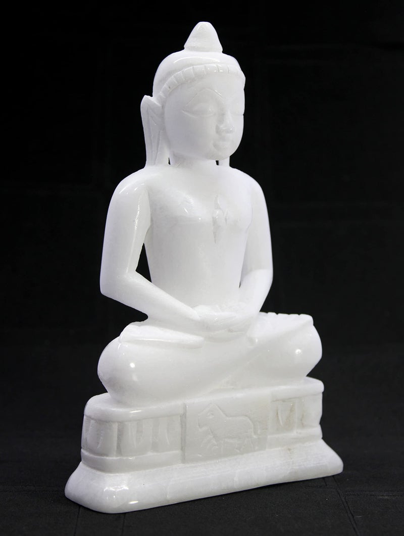 ESPLANADE Mahaveer Jain Mahavir Swami Murti Statue Idol Sculpture - Marble Stone - 6.5" Inches - White - Image 5