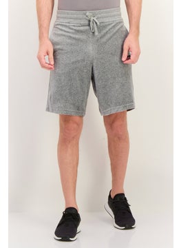 Men Solid Drawstring Bermuda Shorts, Grey