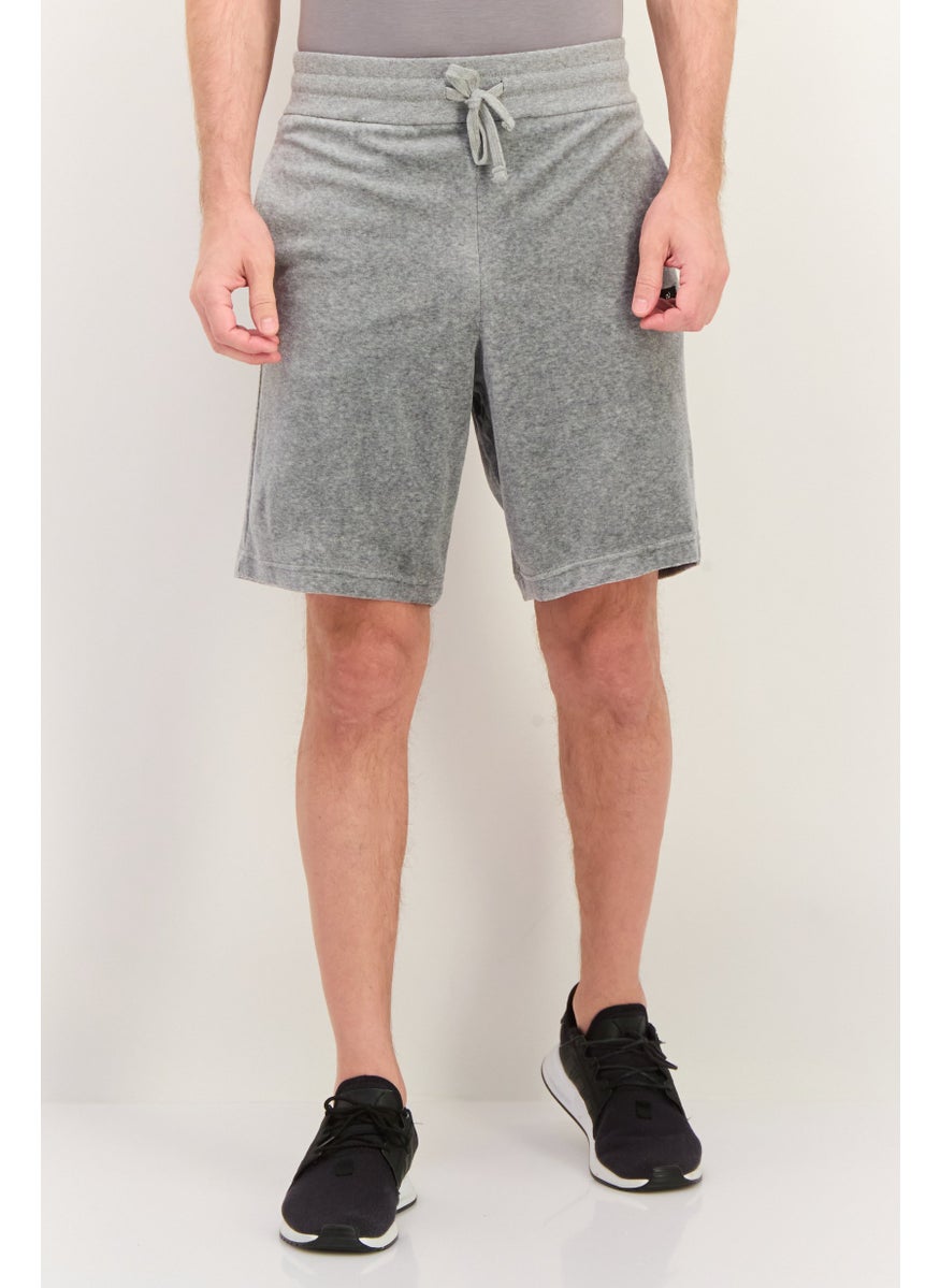 Jules - Men Solid Drawstring Bermuda Shorts, Grey - Image 1