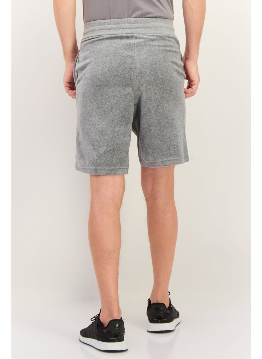 Jules - Men Solid Drawstring Bermuda Shorts, Grey - Image 1