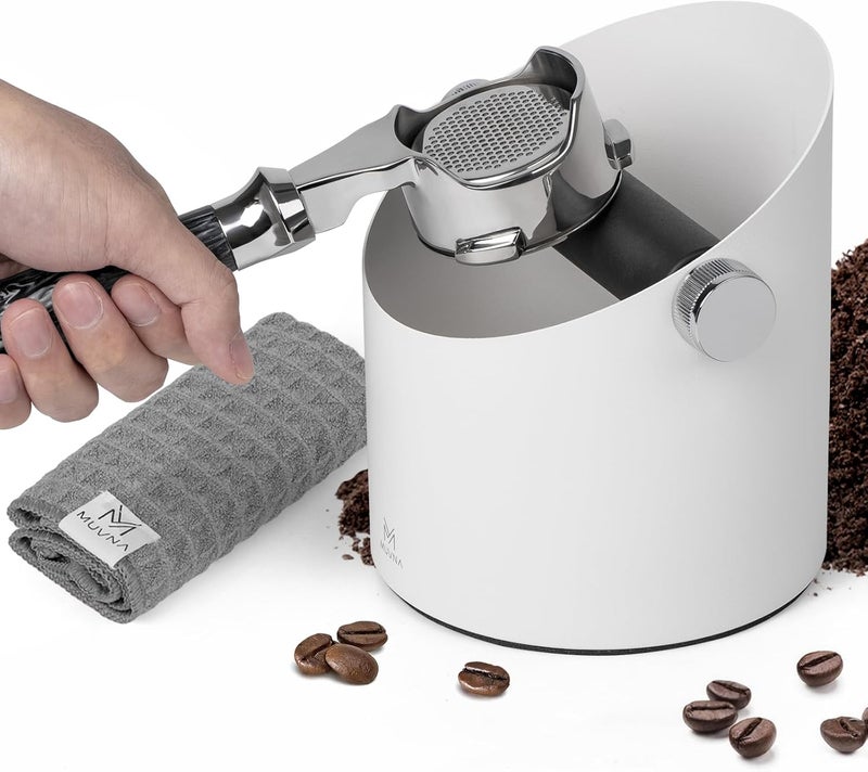 muvna Espresso Knock Box, Coffee Grounds Knock Box with Removable Knocking Rod Shock, Espresso Accessories Coffee Grounds Disposal Box, Non-slip Base(Seed White) - Image 1