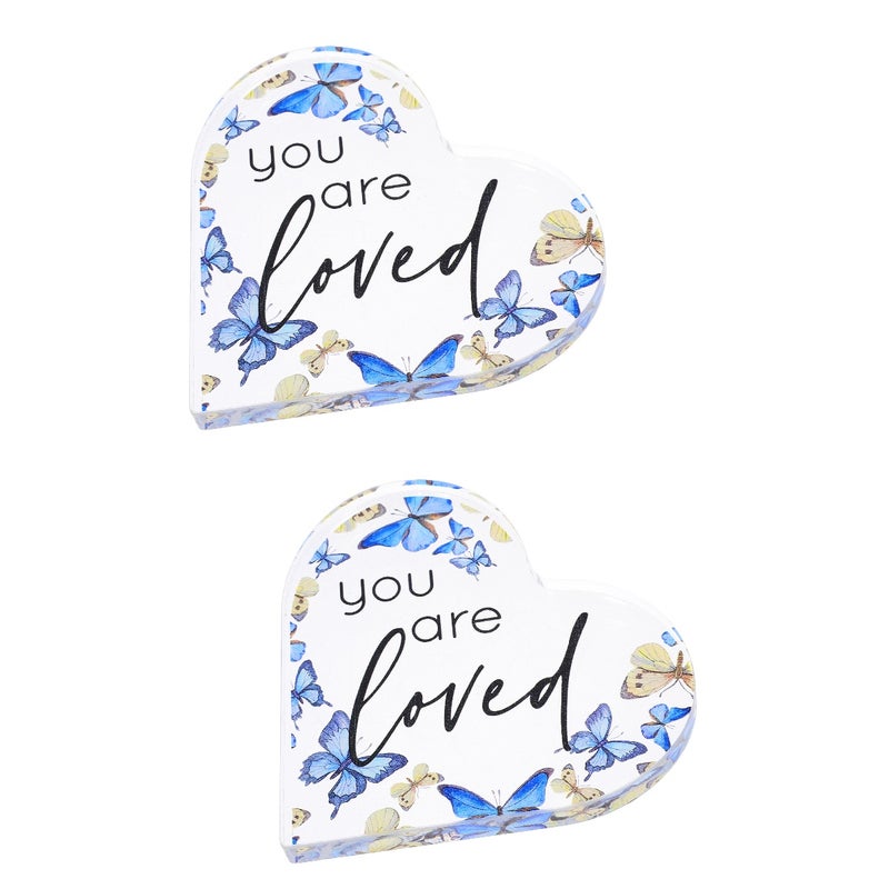 2pcs Inspirational Desk Decor Engraved Heart Keepsake Cheer up Heart Decor - Image 1