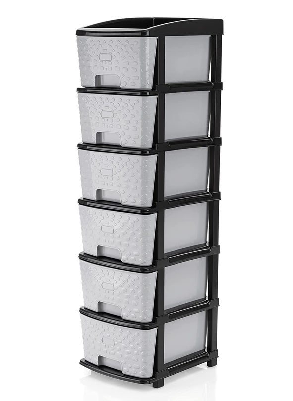 Rasvesh Plastic Modular Drawer Storage Chest Of Drawers Organizer Storage Box Large Stomo Racks For Multipurpose Antislip Shoes Organizers Grey Black Color 7 Layer