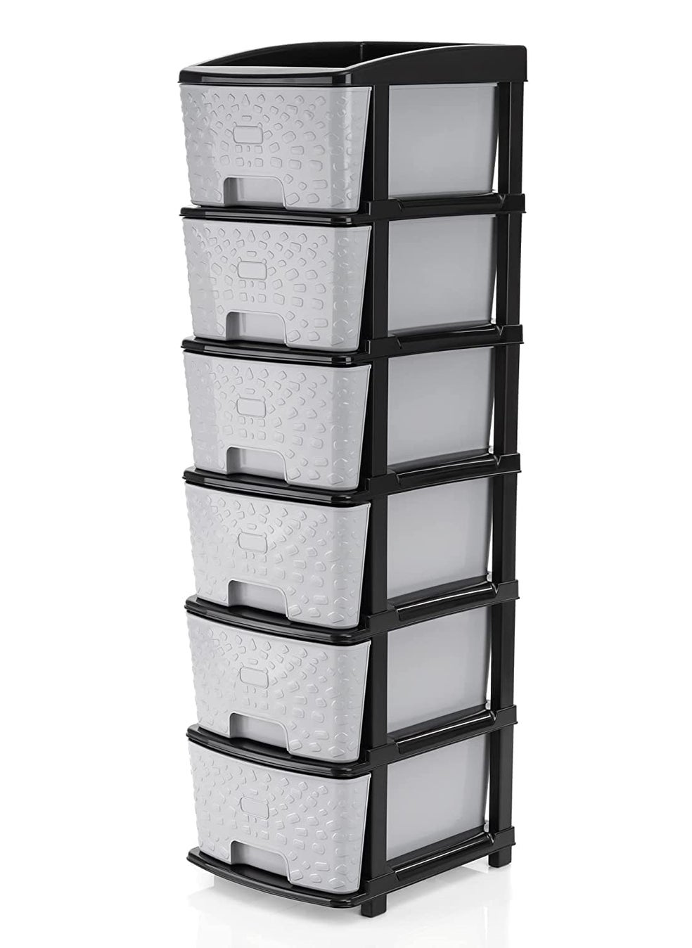 Rasvesh Plastic Modular Drawer Storage Chest Of Drawers Organizer Storage Box Large Stomo Racks For Multipurpose Antislip Shoes Organizers Grey Black Color 7 Layer
