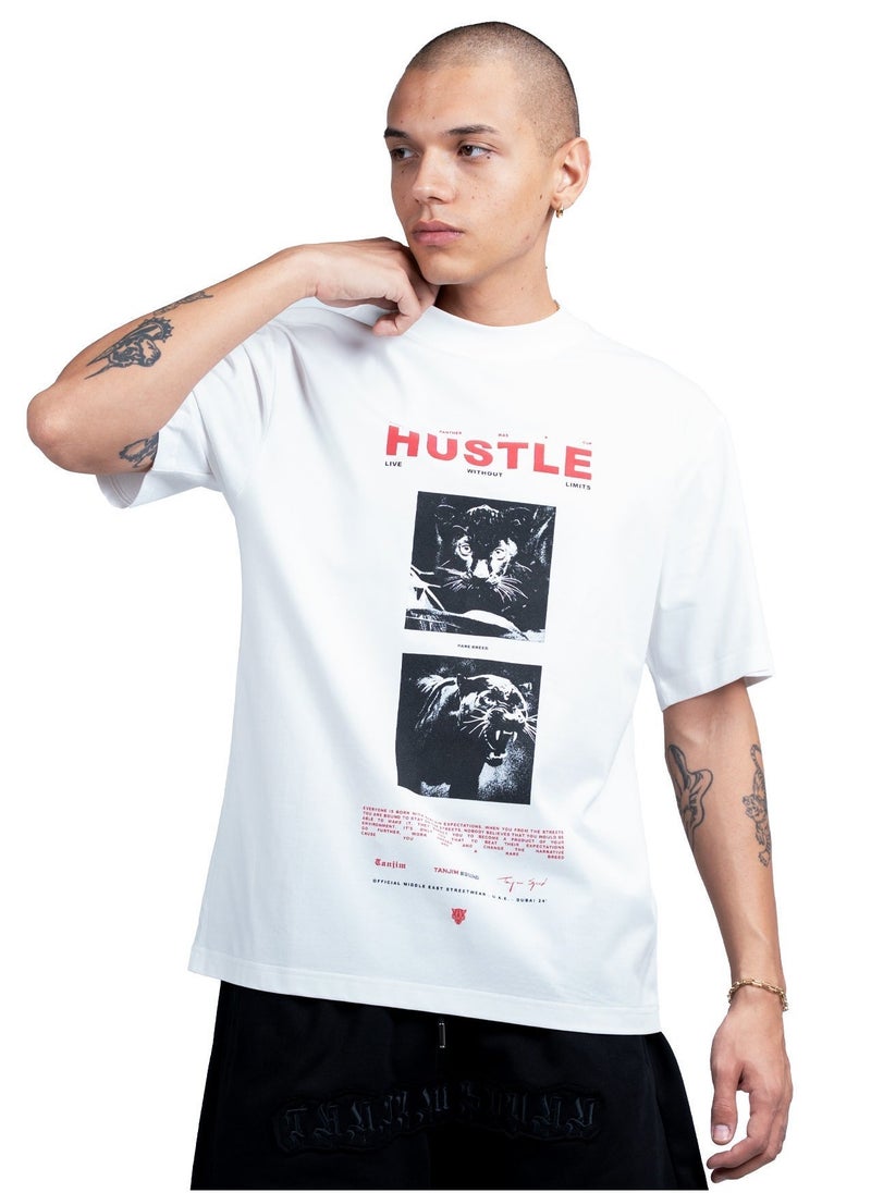 TANJIM SQUAD – HUSTLE T-SHIRT WHITE - Image 1