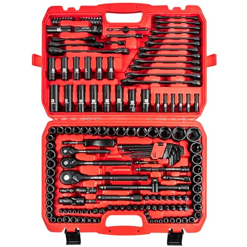LLNDEI 160-Piece Mechanics Tool Set, Metric Socket Set 1/2 1/4 3/8 inch Drive Professional Tool Kit, CR-V Deep & Shallow Kit with Quick Release Ratchet - Image 1