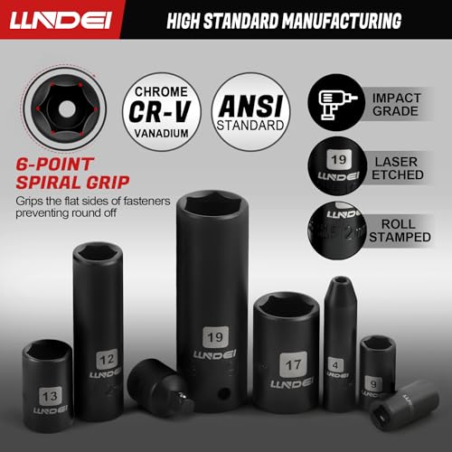 LLNDEI 160-Piece Mechanics Tool Set, Metric Socket Set 1/2 1/4 3/8 inch Drive Professional Tool Kit, CR-V Deep & Shallow Kit with Quick Release Ratchet - Image 3
