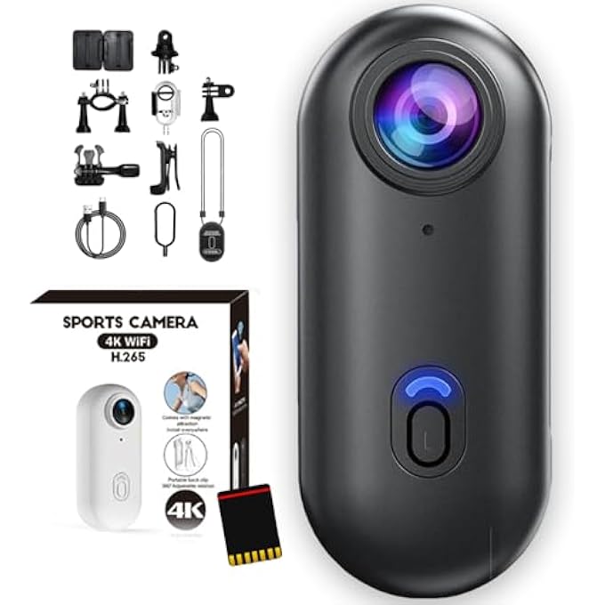 rayihni POV CAPTURE PRO, POV PRO 4K CAMERA, ACTION CAMERA 4K POCKET ACTION CAM, 170° WIDE ANGLE, MOTORCYCLE BIKE CAM, COMPACT MAGNETIC HANDS-FREE CAMERAS WITH ACCESSORIES (PREMIUM BLACK,128G) - Image 1