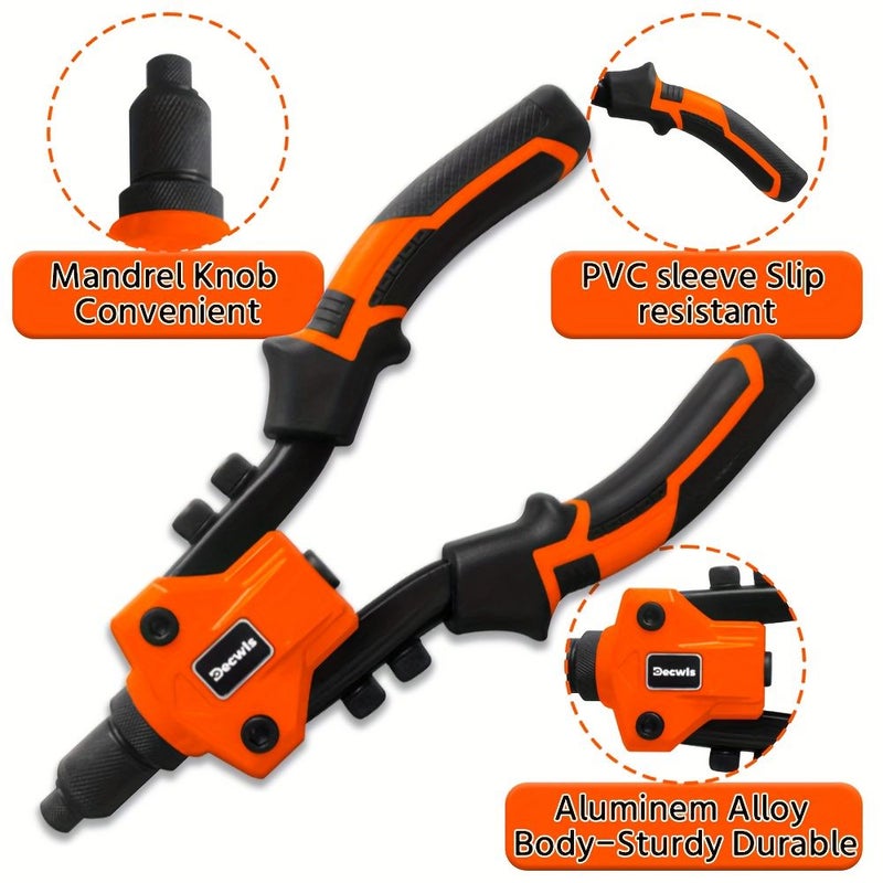 51pcs Rivet Nut Tool Kit With Ergonomic Manual Pull Gun For Metal Aluminum Steel - Image 3