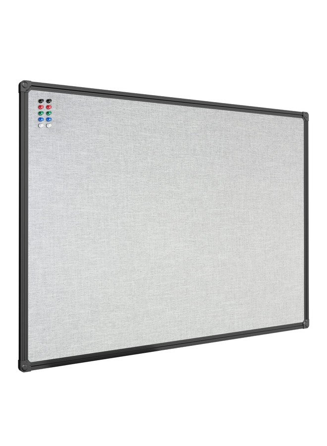 JILoffice Cork Linen Bulletin Board 36 X 24 Inch (Grey) Black Aluminum Frame Wall Mounted Board Memo Pin Board For Office Home And School - Image 1