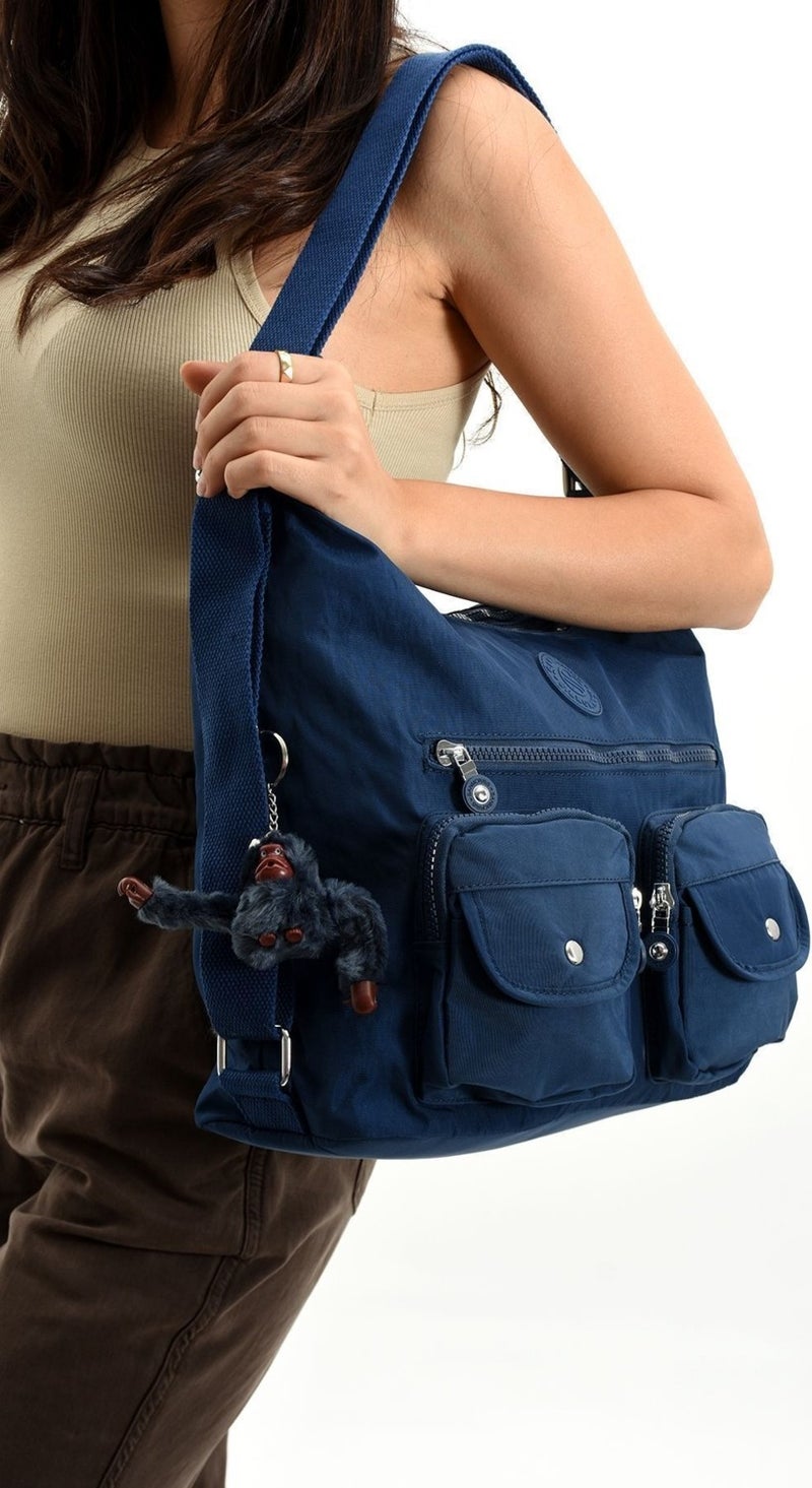 Sanmorris Women's Crinkle Fabric Water Resistant Navy Blue Color Shoulder and Backpack Bag - Image 5