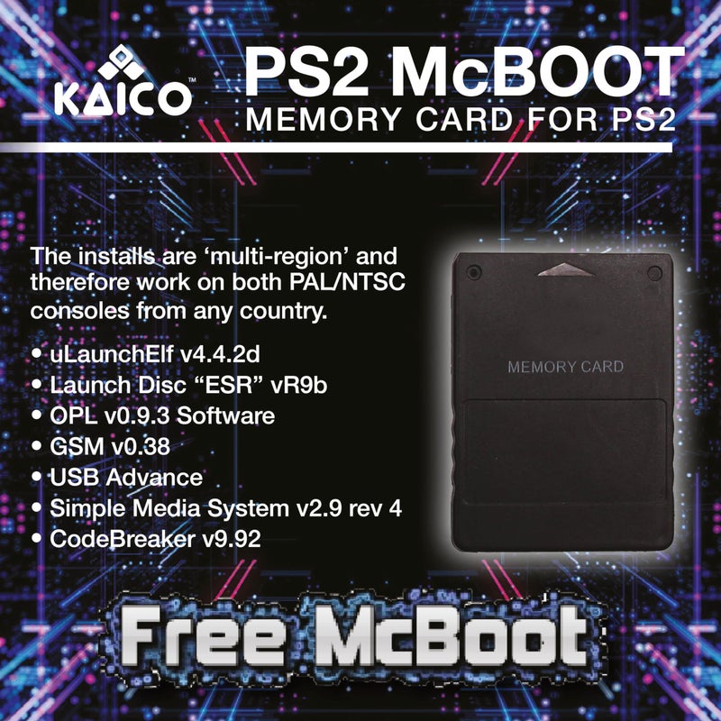KAICO بطاقة ذاكرة PS2 8MB من Kaico Free McBoot - FMCB 1.966 لجهاز PS2 - Free McBoot PS2 توصيل وتشغيل - حل Softmod بطاقة ذاكرة PS2 - Image 3