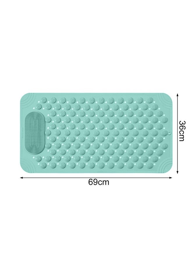 RichAxis Anti Skid Bath mat with Foot Scrubber for Bath Room Shower mat with Suction Cups & Drain Holes Silicone Floor mat for Kids & Adults (70 x 35, Green) - Image 5