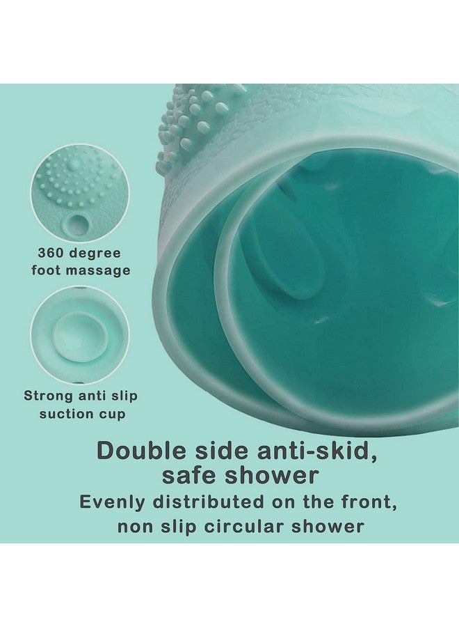 RichAxis Anti Skid Bath mat with Foot Scrubber for Bath Room Shower mat with Suction Cups & Drain Holes Silicone Floor mat for Kids & Adults (70 x 35, Green) - Image 4