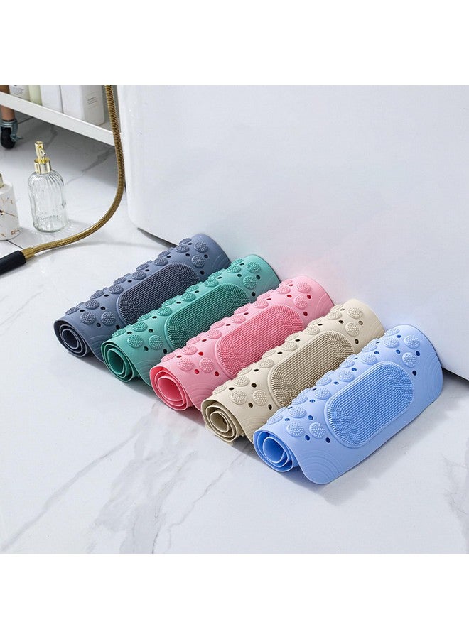 RichAxis Anti Skid Bath mat with Foot Scrubber for Bath Room Shower mat with Suction Cups & Drain Holes Silicone Floor mat for Kids & Adults (70 x 35, Green) - Image 2