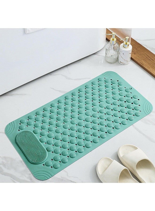 RichAxis Anti Skid Bath mat with Foot Scrubber for Bath Room Shower mat with Suction Cups & Drain Holes Silicone Floor mat for Kids & Adults (70 x 35, Green) - Image 3