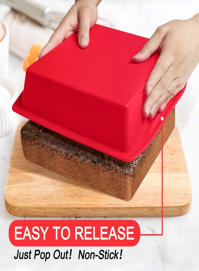 Walfos Silicone Square Cake Pan, 8 inch, Red, BPA Free, Non-Stick, Perfect for Brownies, Cakes, Bread, Pies, and Lasagna, Set of 2 - Image 3