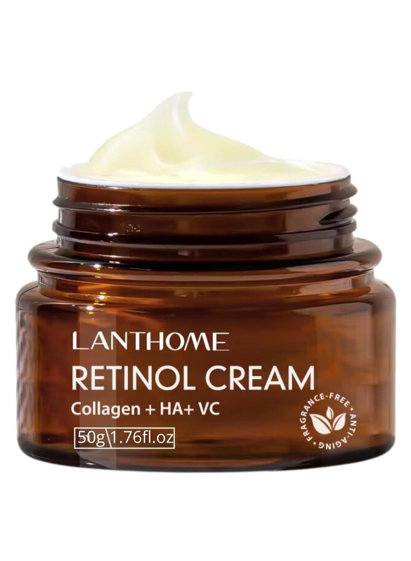 Lanthome 50g Retinol Cream for Face Retinol Face and Body Cream Reduce File Lines and Wrinkles with Collagen Hyaluronic Acid Vitamin C and 2.5% Retinol  Anti Aging Tighten and Smooth Skin Retinol Cream - Image 1