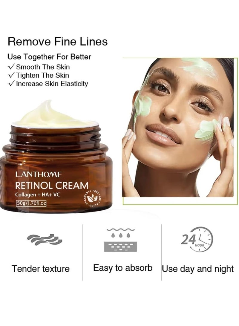 Lanthome 50g Retinol Cream for Face Retinol Face and Body Cream Reduce File Lines and Wrinkles with Collagen Hyaluronic Acid Vitamin C and 2.5% Retinol  Anti Aging Tighten and Smooth Skin Retinol Cream - Image 4