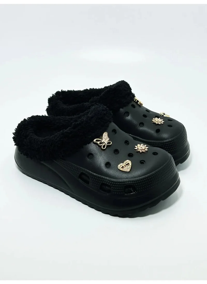 Akınalbella Black Stone Slippers