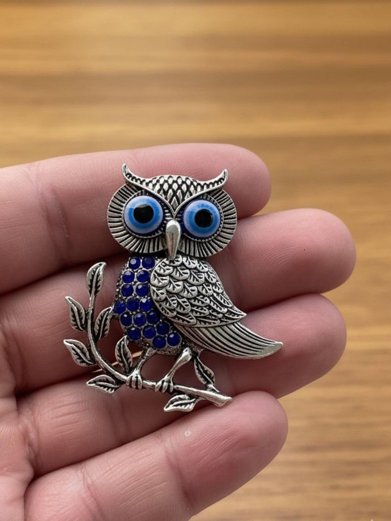 BLUE BEADS Silver Owl Turkish Evil Eye Fridge Refrigerator Sticker Magnet - Sign of Good Luck & Protection Unique Souvenir Items Home and Office Decorative Things & Car Accessories - Image 4