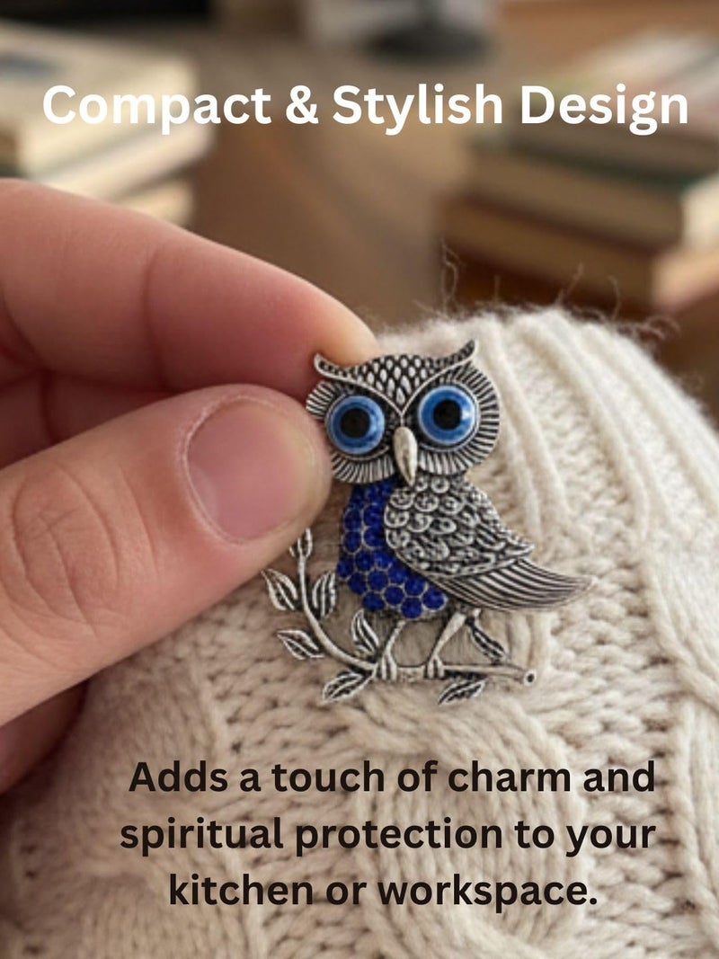 BLUE BEADS Silver Owl Turkish Evil Eye Fridge Refrigerator Sticker Magnet - Sign of Good Luck & Protection Unique Souvenir Items Home and Office Decorative Things & Car Accessories - Image 5