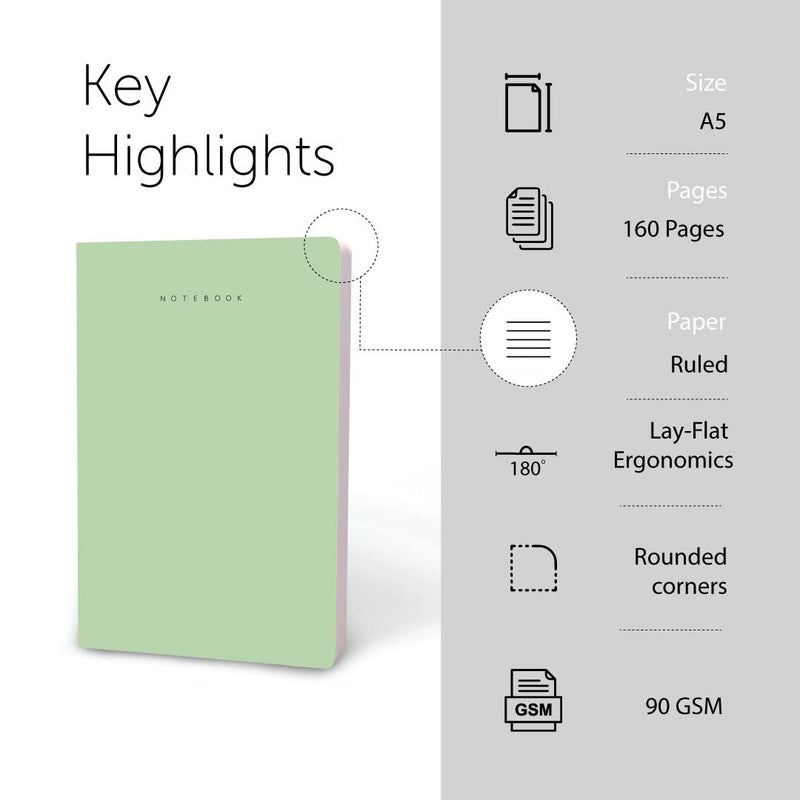 FACTOR NOTES A5 Notebook: 90 GSM | Ruled | 160 Pages (Laurel Green) - Image 2