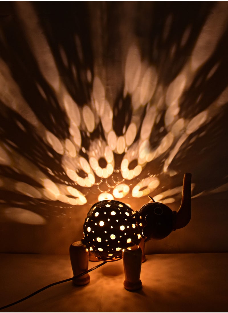 N & H Elephant Design Coconut Shell Table Lamp  - Image 1