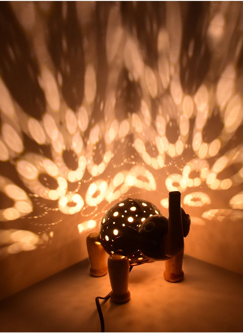 N & H Elephant Design Coconut Shell Table Lamp  - Image 3