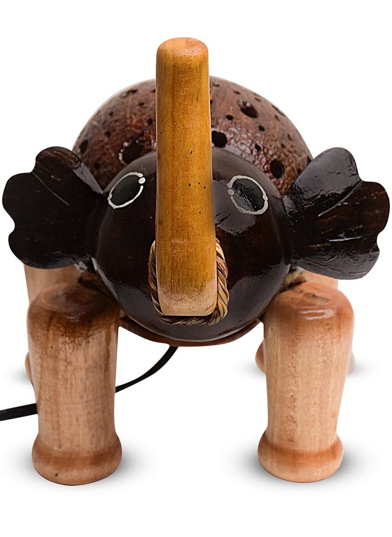 N & H Elephant Design Coconut Shell Table Lamp  - Image 5