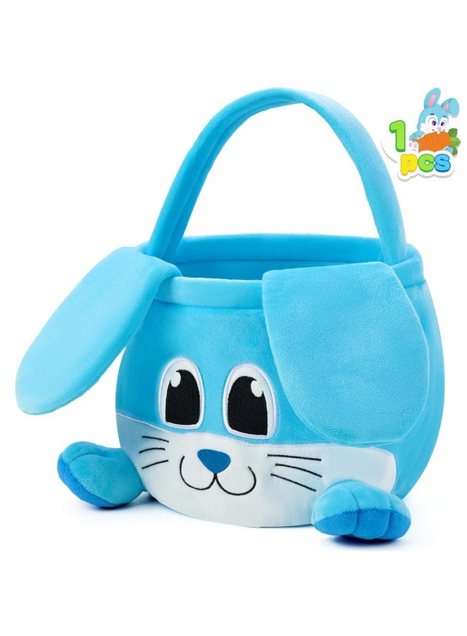 JOYIN Easter Bunny Baske with Foldable Ears, Empty Soft Basket with Handle, Easter Gifts for Babies, Kids Egg Hunt Game, Candy Bag, Party Favor Storage Container(10"× 8") - Image 1