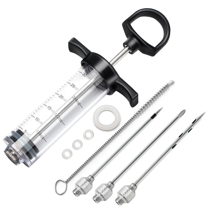 Tri-Sworker TriSworker Plastic Meat Injector Kit for Smoker with 3 Flavor Food Syringe Needles Ideal for Injecting Marinade into Turkey Meat Brisket 1OZ Including Paper User Manual Recipe EBook PDF