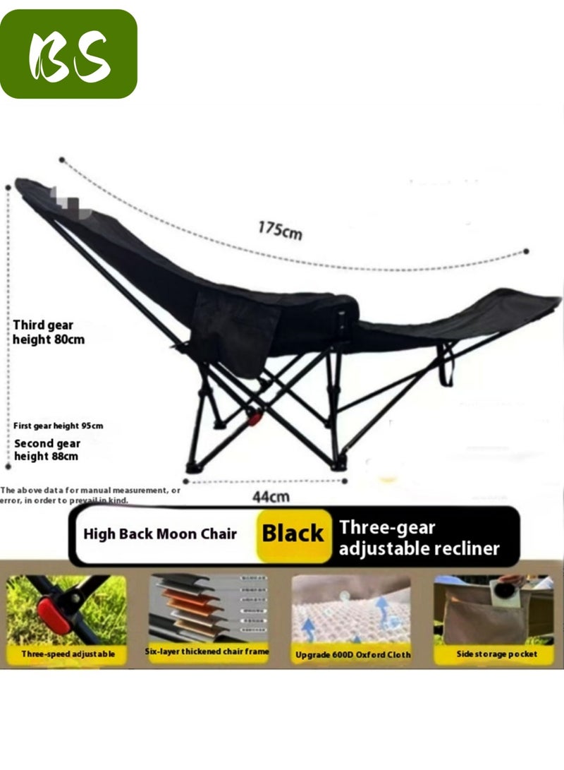BS Outdoor portable camping chair | reclining chair | three-position adjustable angle | lightweight folding camping chair, 200 kg load capacity, high-back padded beach chair with armrests and portable carrying case, suitable for camping, traveling, hiking and beach activities. - Image 1