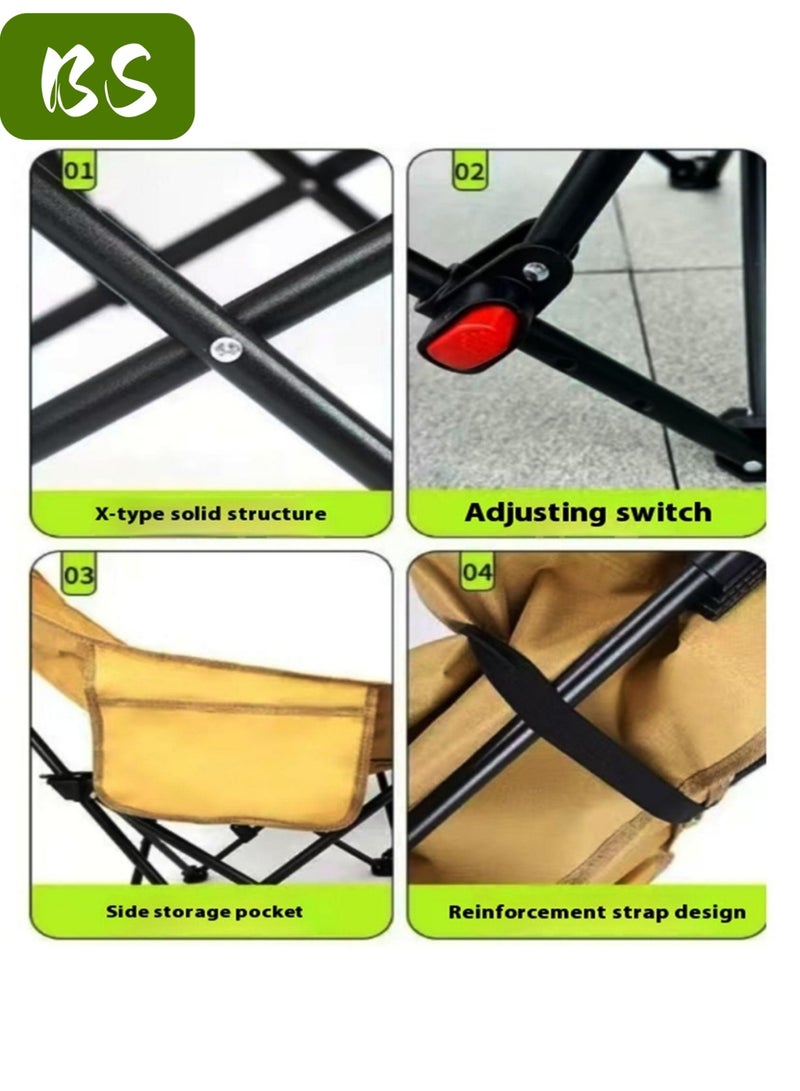 BS Outdoor portable camping chair | reclining chair | three-position adjustable angle | lightweight folding camping chair, 200 kg load capacity, high-back padded beach chair with armrests and portable carrying case, suitable for camping, traveling, hiking and beach activities. - Image 3